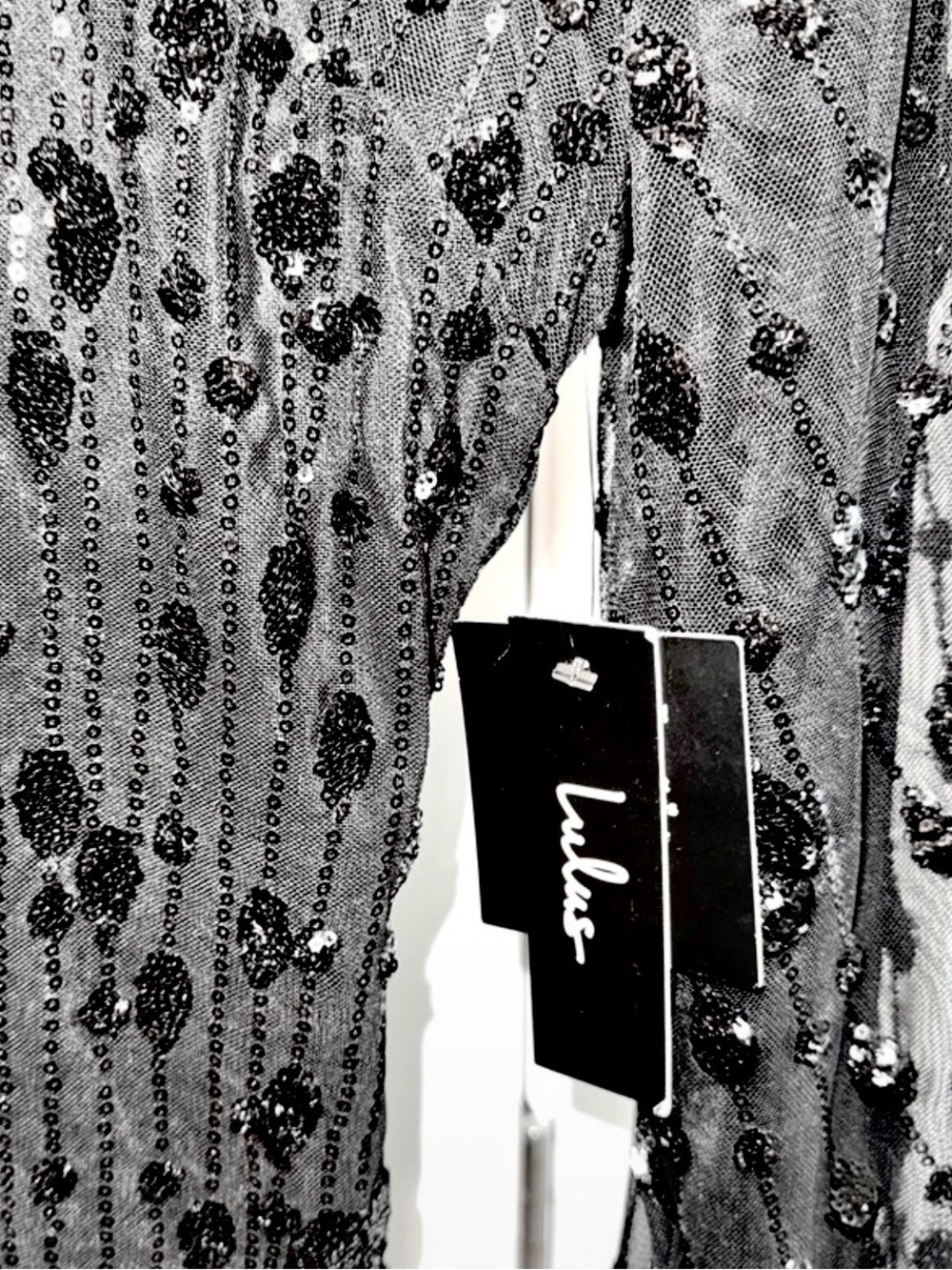 Lulu's Black Beaded Long-Sleeve Cocktail Dress xl - Picture 3 of 4